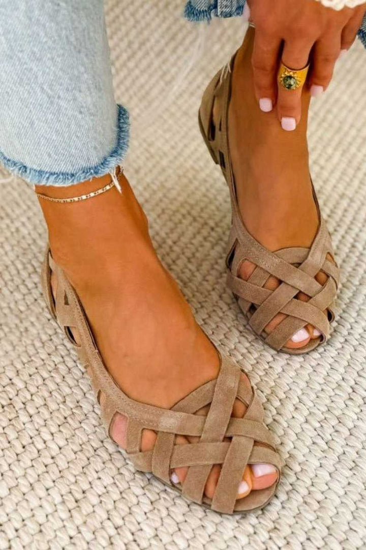 Hina | Flat Sandals with Open Toe and Woven Material