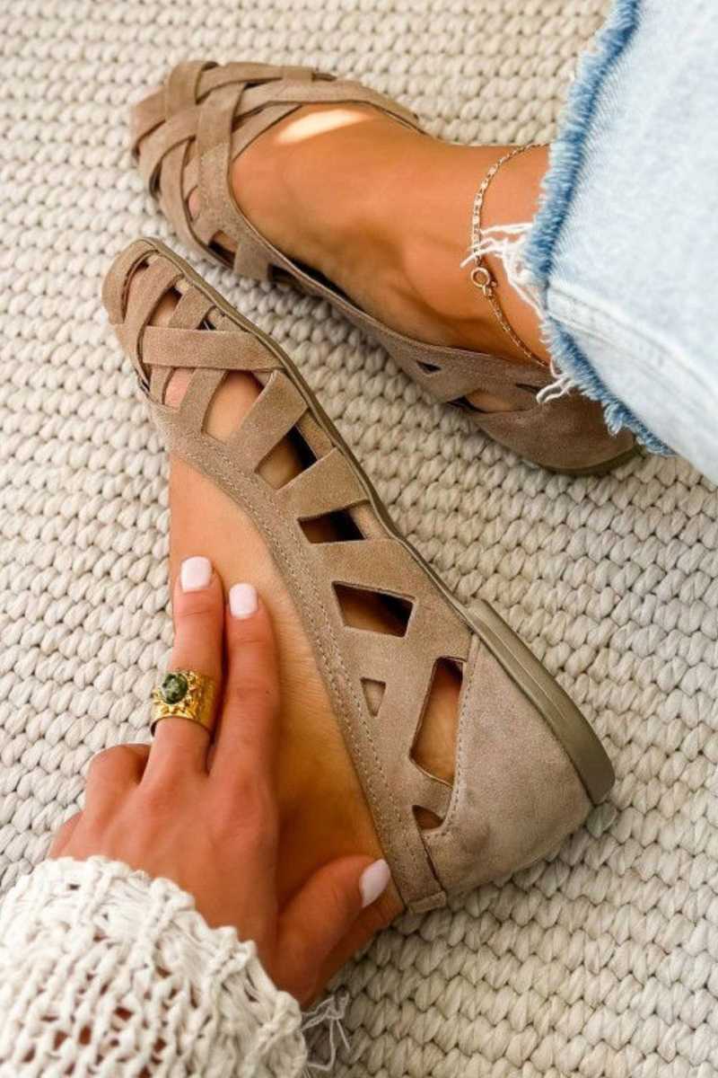 Hina | Flat Sandals with Open Toe and Woven Material