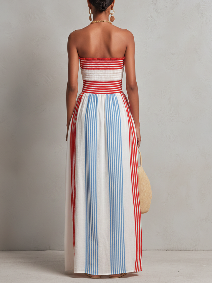 Aurora | Strapless Striped Maxi Dress