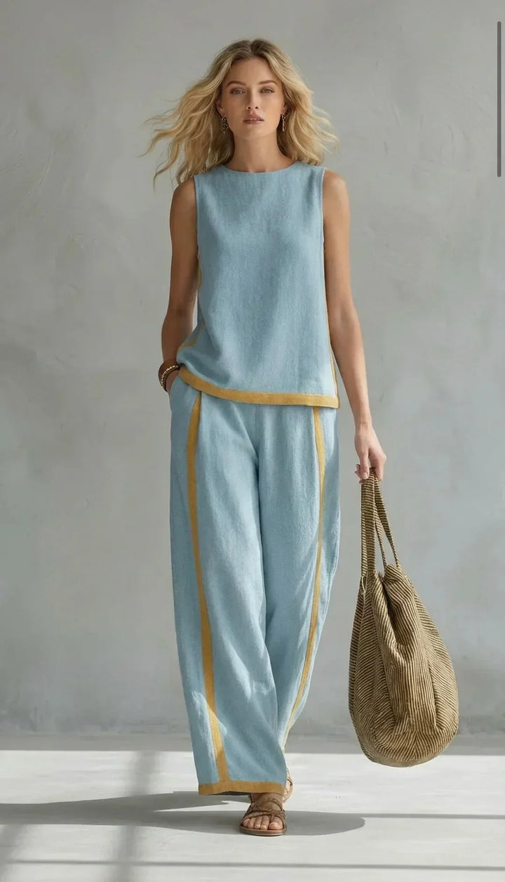 Ursula - Elegant and Casual Set of Waistcoat and Trousers with Bicolour Details