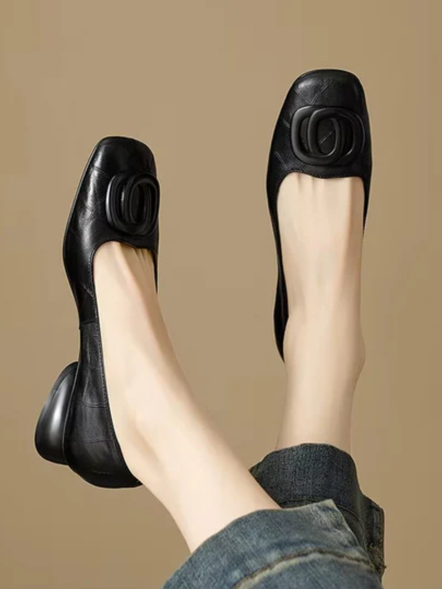 Vivienne | Leather Square-Toe Loafers