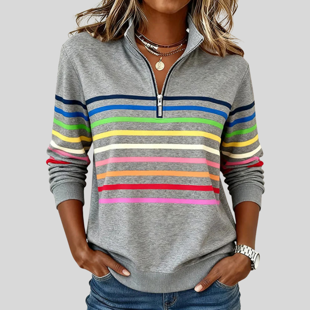 Molly | Colourful Striped Quarter-Zip Jumper