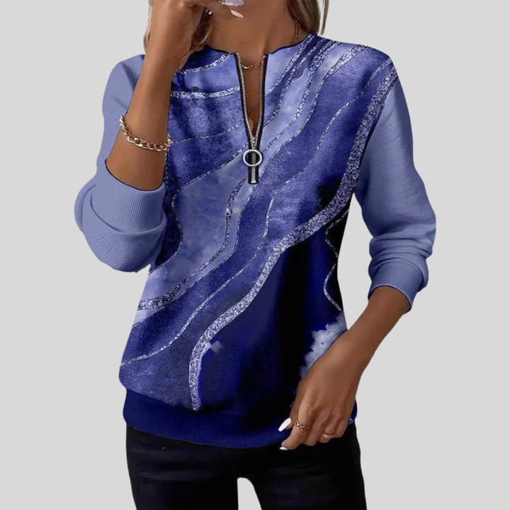 Serena | Vintage Print Half-Zip Sweatshirt