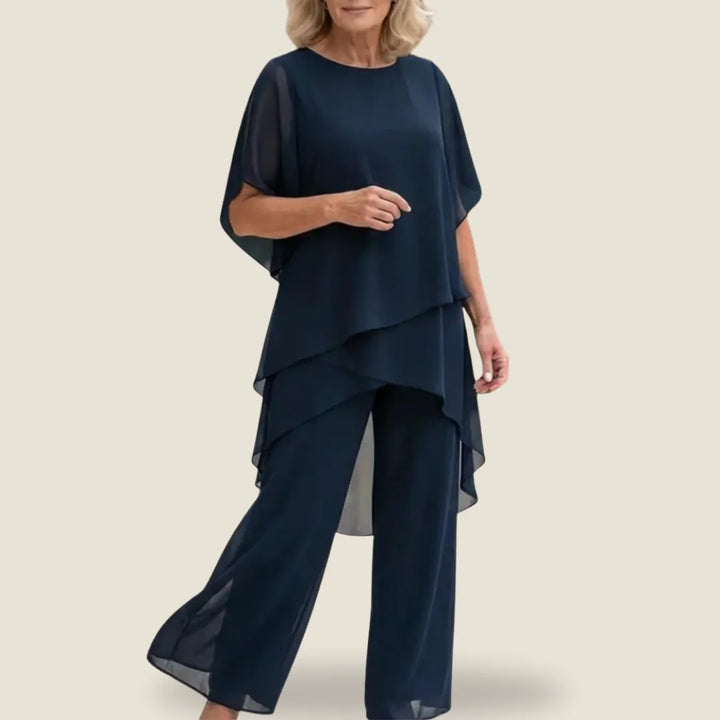 Linda | Suit with draped palazzo trousers