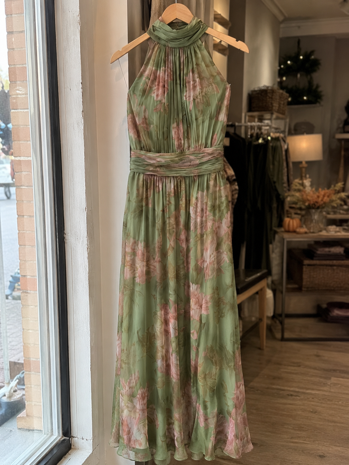Paula | Midi Dress with Ruched Halterneck