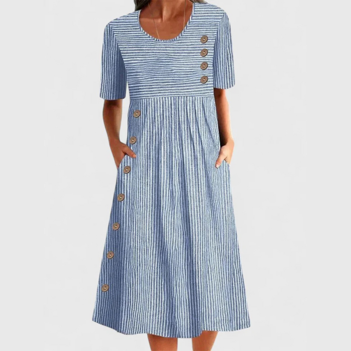 Dorothy | Striped Linen Blend Midi Dress