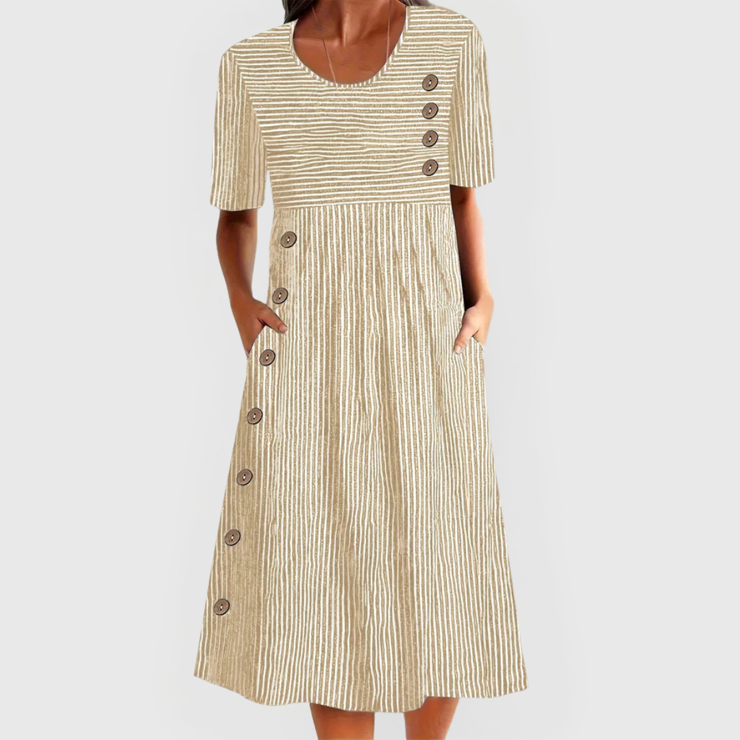 Dorothy | Striped Linen Blend Midi Dress