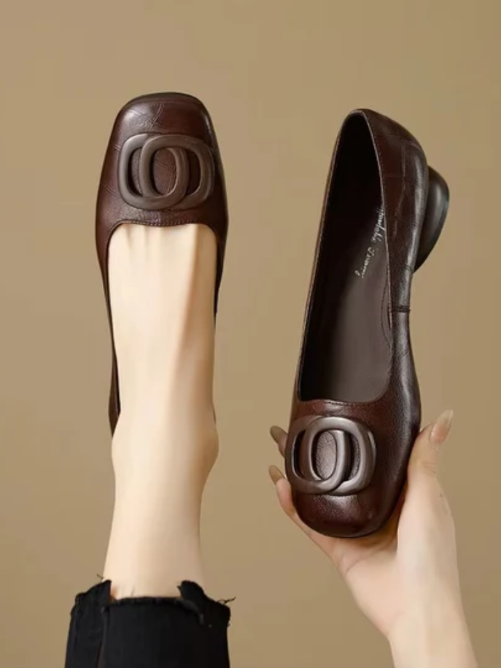 Vivienne | Leather Square-Toe Loafers