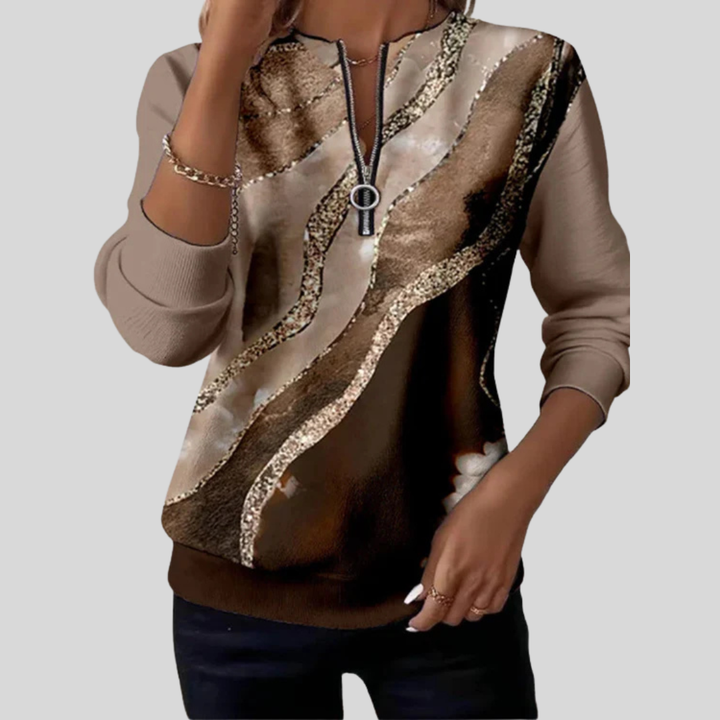 Serena | Vintage Print Half-Zip Sweatshirt