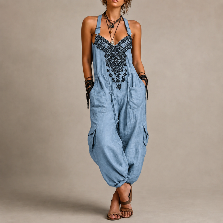 Darcie | Bohemian Linen Utility Jumpsuit