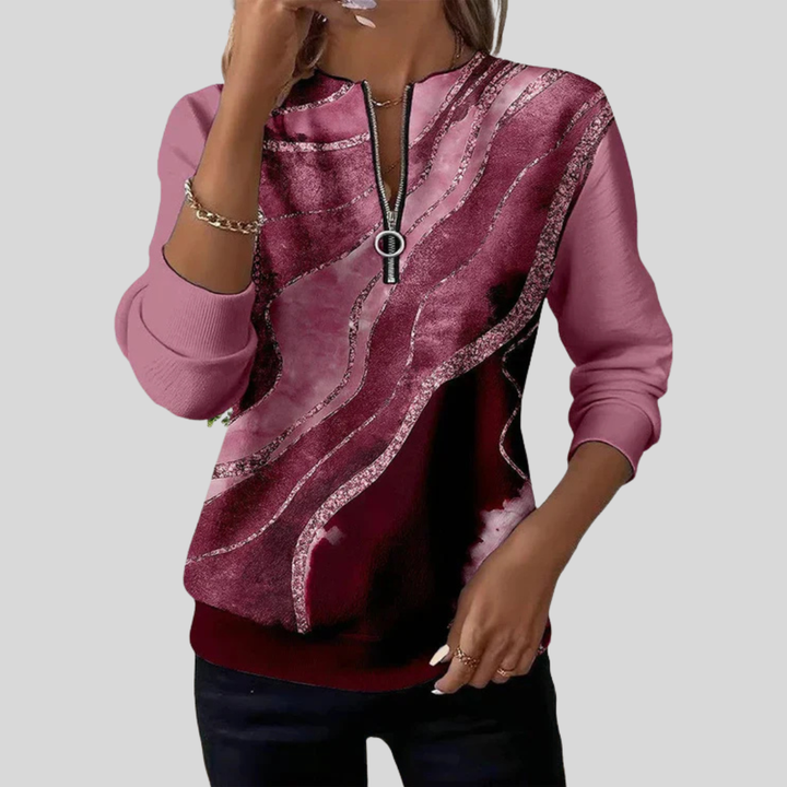 Serena | Vintage Print Half-Zip Sweatshirt
