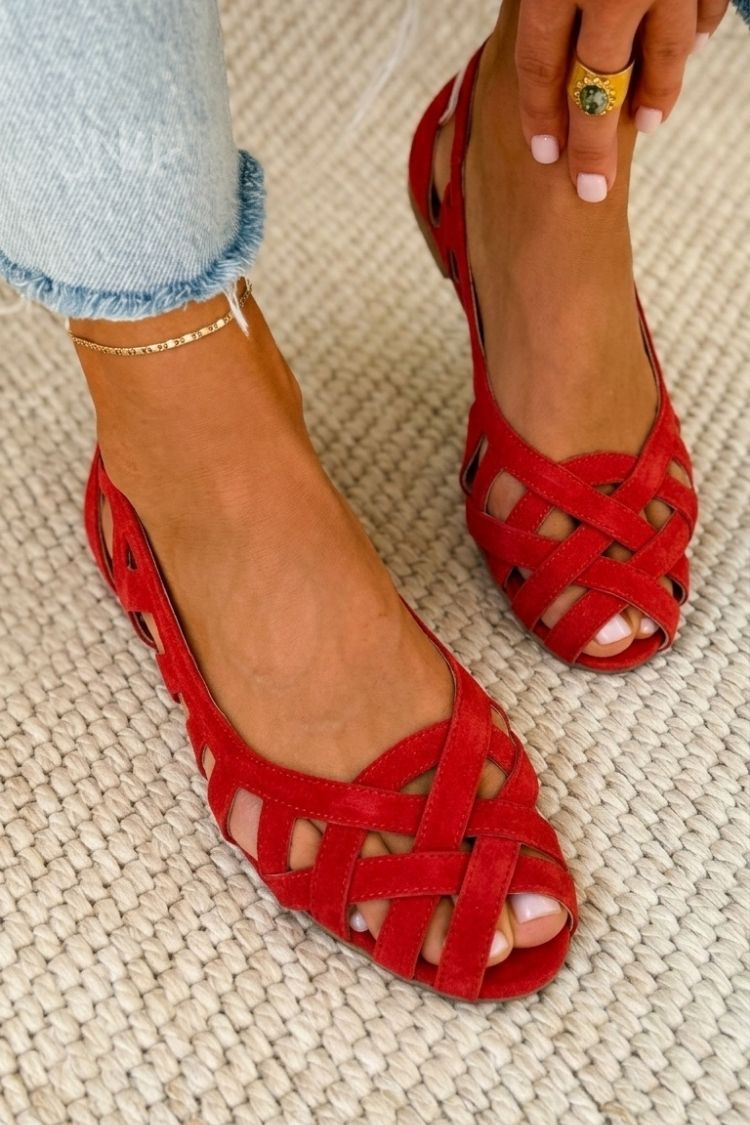 Hina | Flat Sandals with Open Toe and Woven Material
