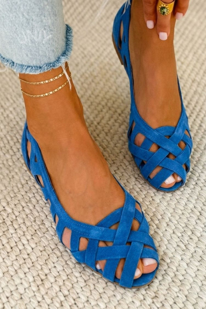 Hina | Flat Sandals with Open Toe and Woven Material