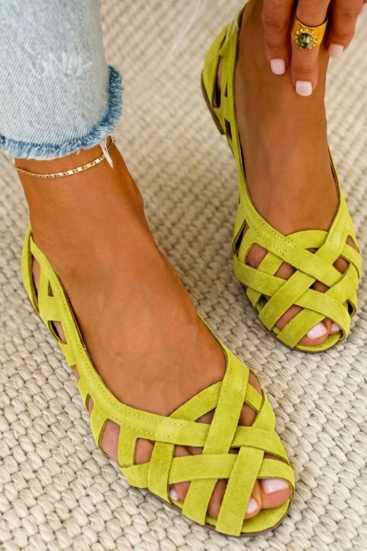 Hina | Flat Sandals with Open Toe and Woven Material