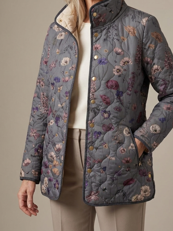 Niva | Vintage Floral Print Quilted Jacket