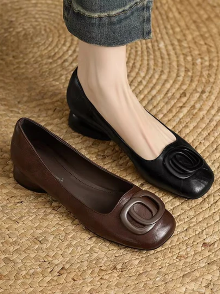 Vivienne | Leather Square-Toe Loafers