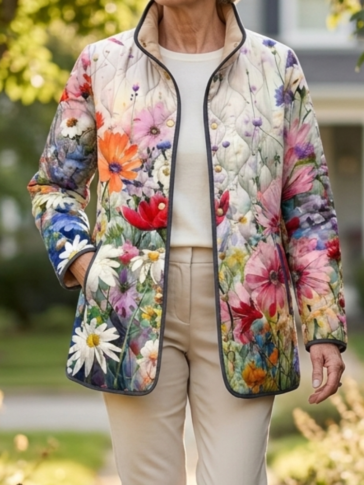 Kaia | Charming Vintage Floral Print Quilted Jacket