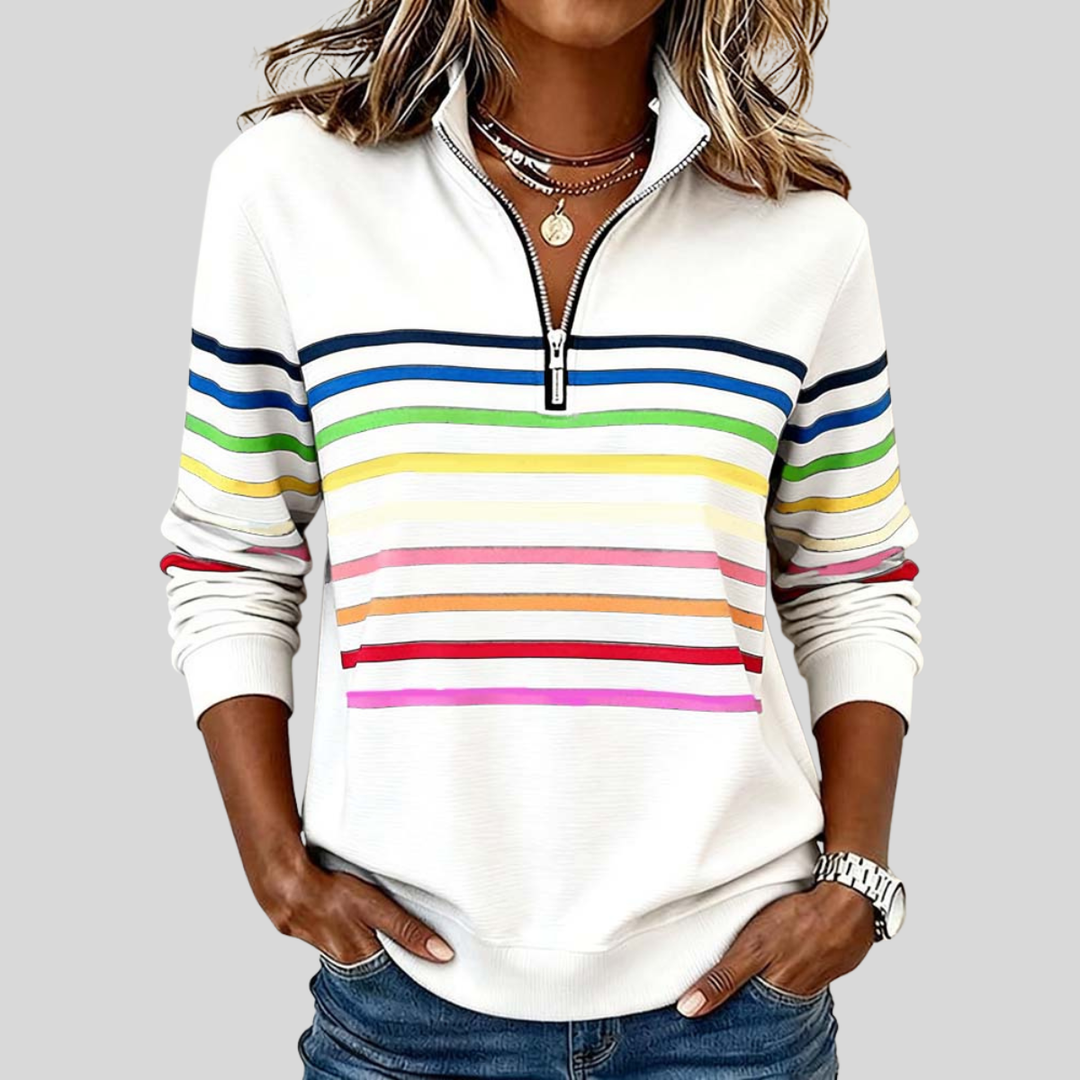 Molly | Colourful Striped Quarter-Zip Jumper