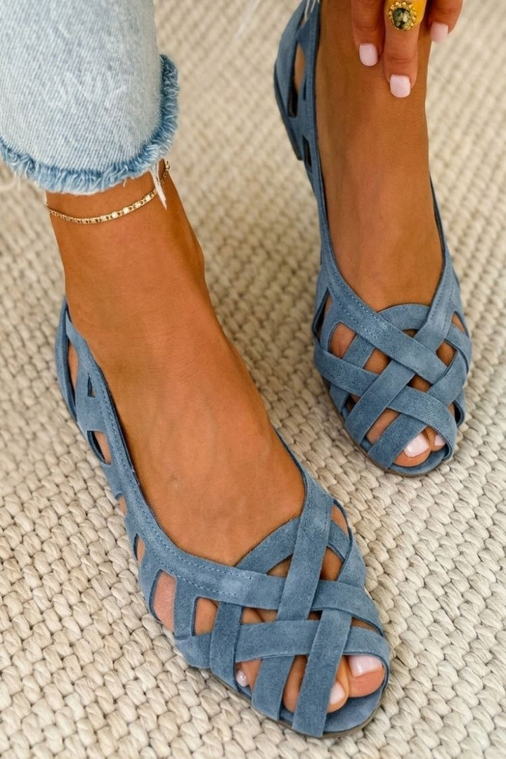 Hina | Flat Sandals with Open Toe and Woven Material