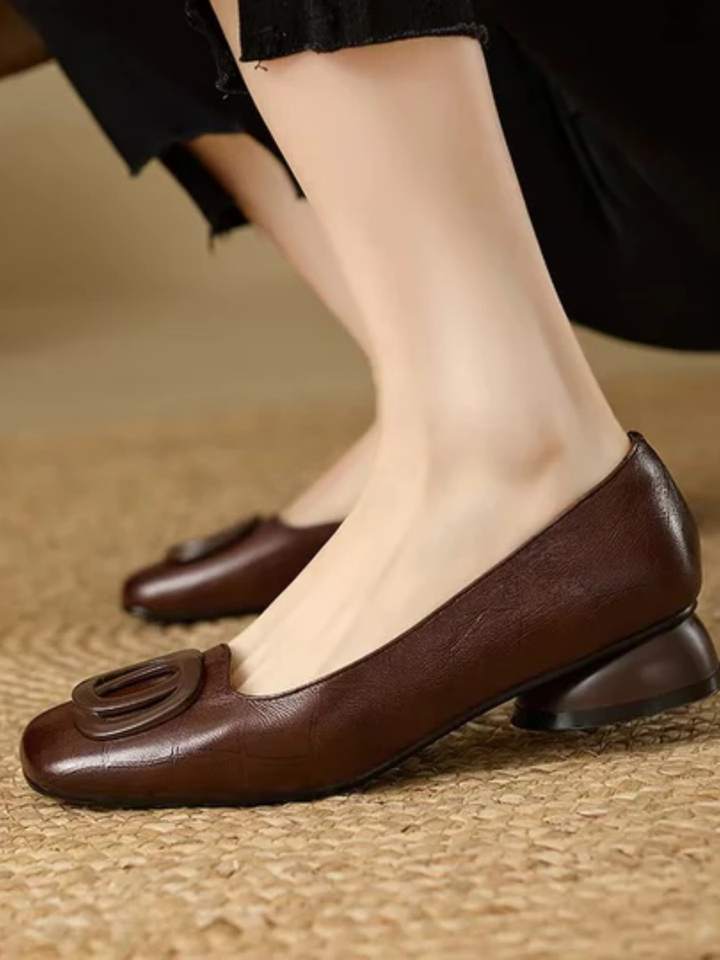 Vivienne | Leather Square-Toe Loafers