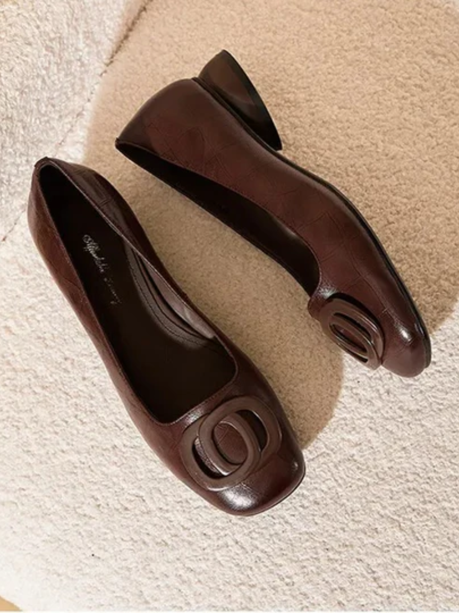 Vivienne | Leather Square-Toe Loafers