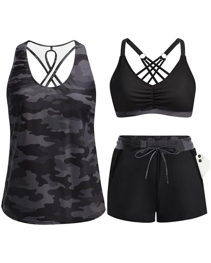 Maren | Three-Piece Tankini Bikini & Cover-Up Set