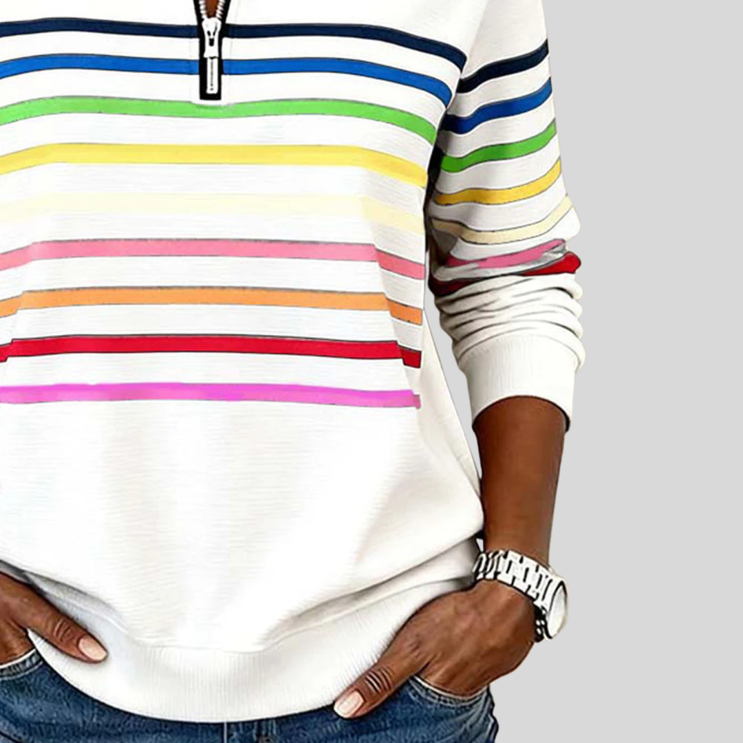 Molly | Colourful Striped Quarter-Zip Jumper