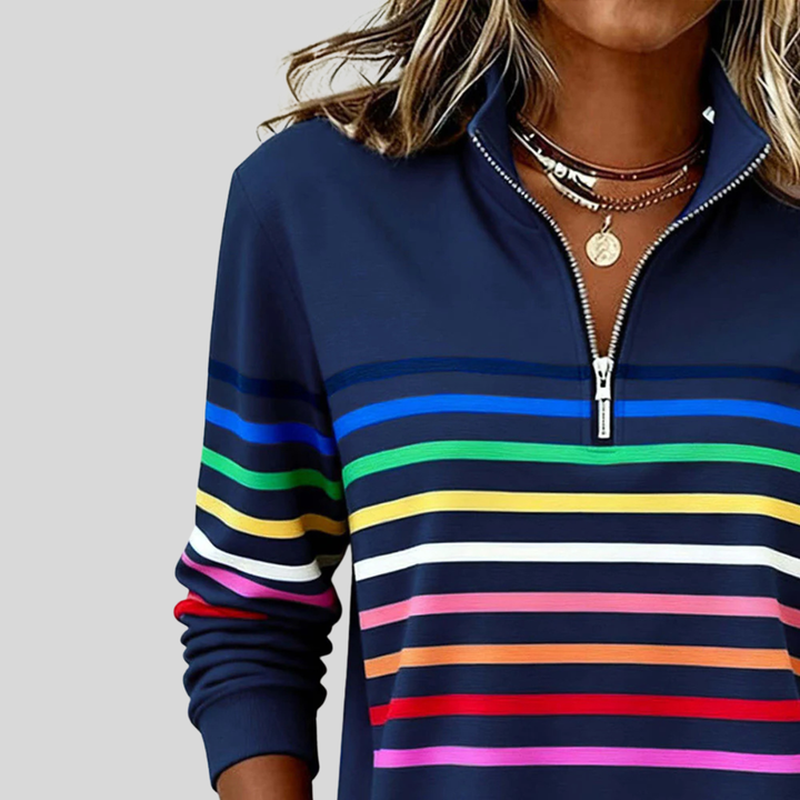 Molly | Colourful Striped Quarter-Zip Jumper
