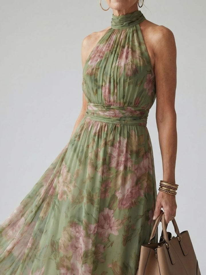 Paula | Midi Dress with Ruched Halterneck