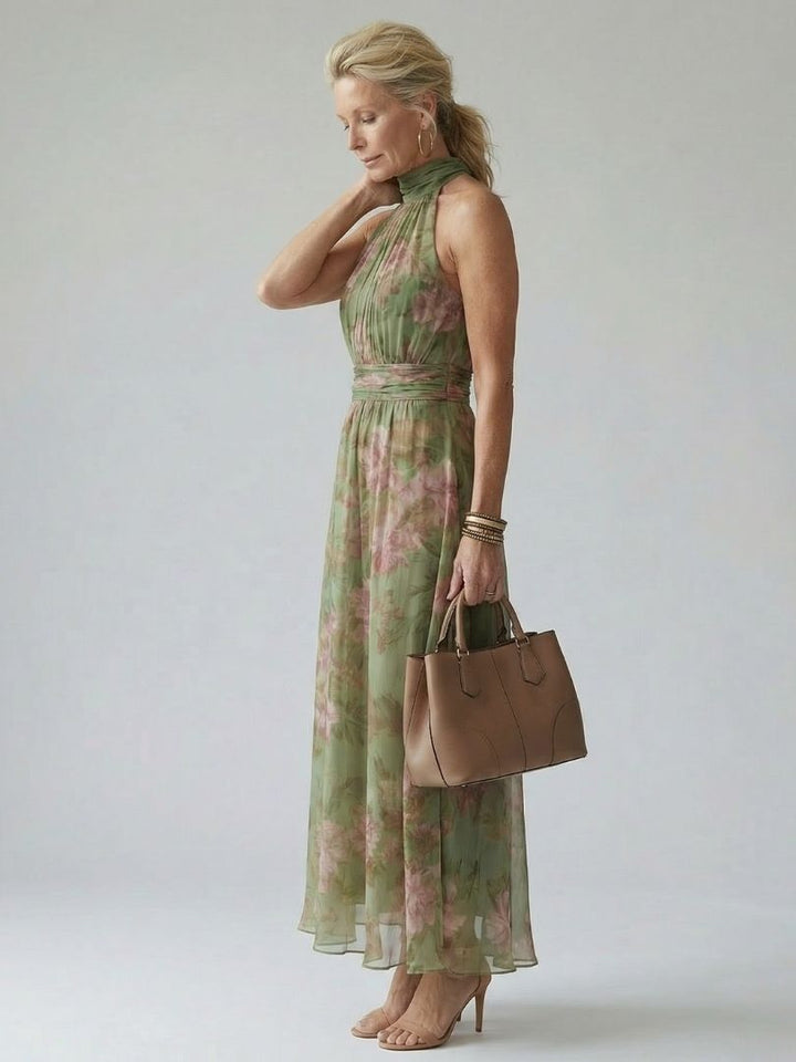 Paula | Midi Dress with Ruched Halterneck