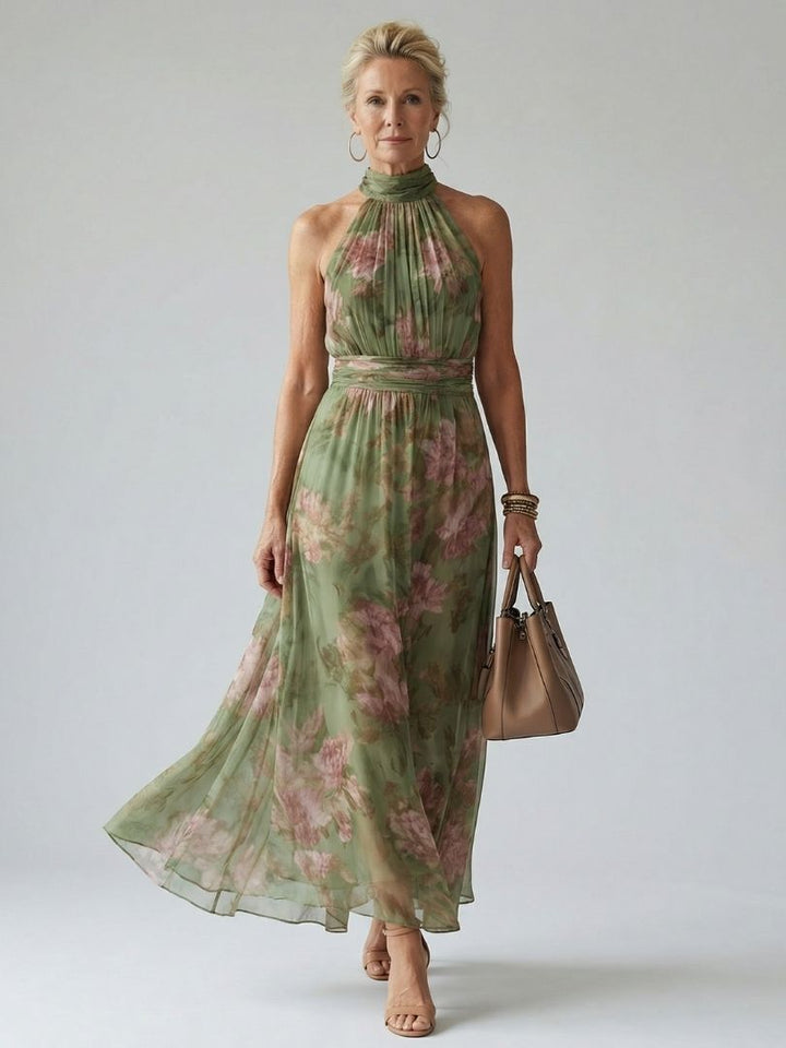 Paula | Midi Dress with Ruched Halterneck