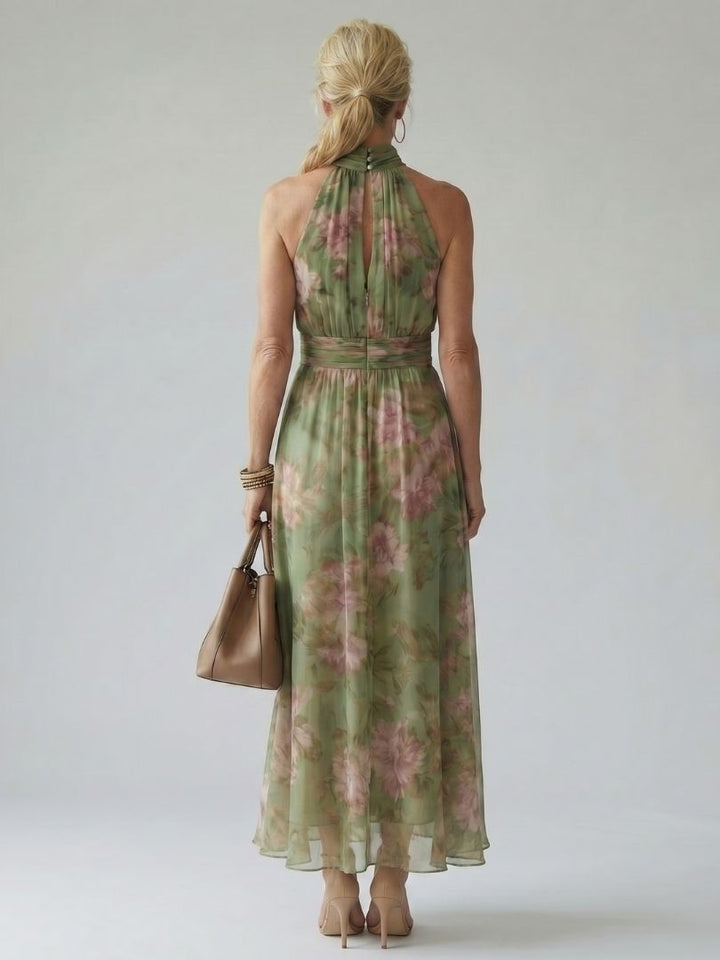 Paula | Midi Dress with Ruched Halterneck