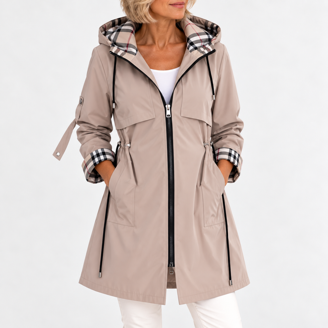 Adalina | Elegant Hooded Waterproof Coat