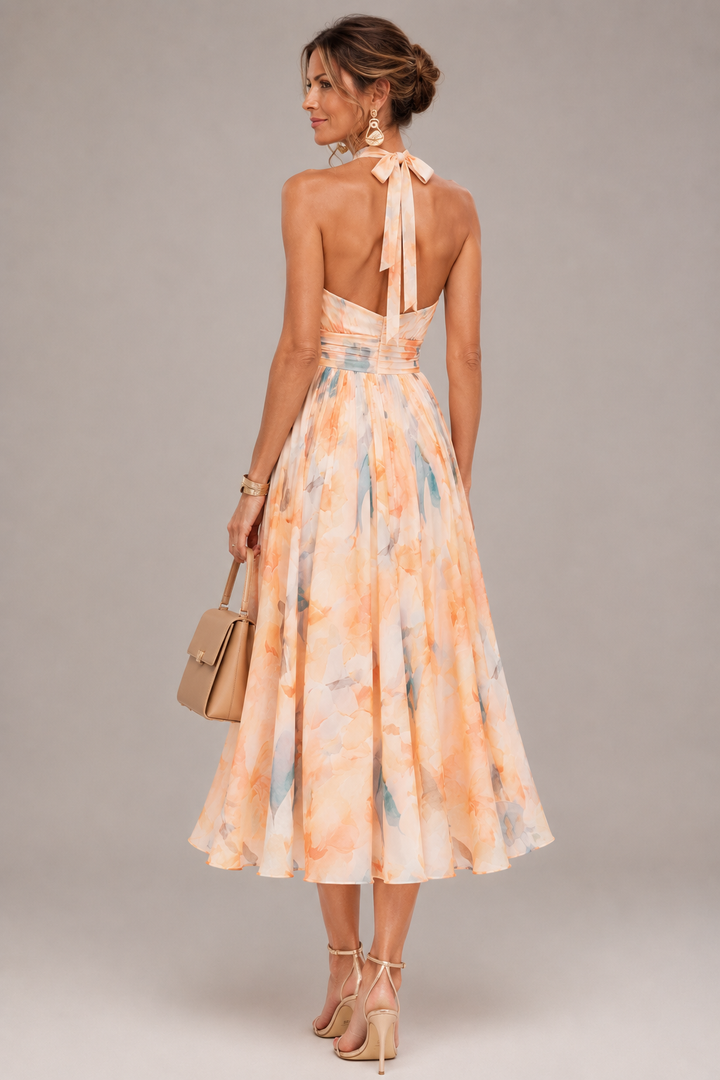 Aurora | Floral Halterneck Midi Dress