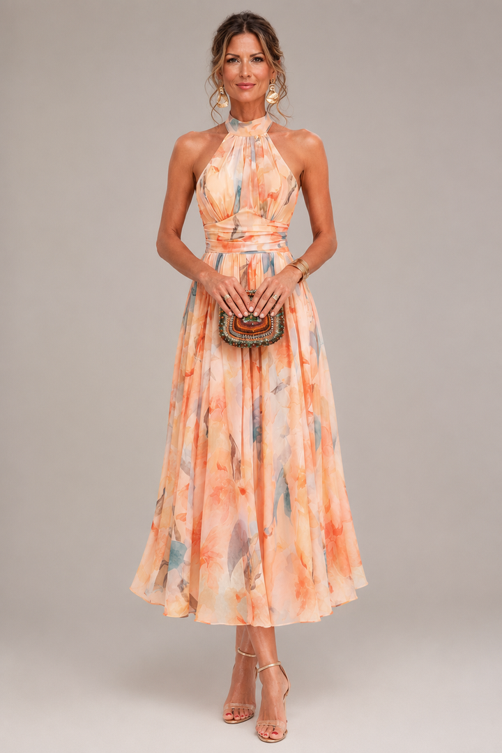 Aurora | Floral Halterneck Midi Dress