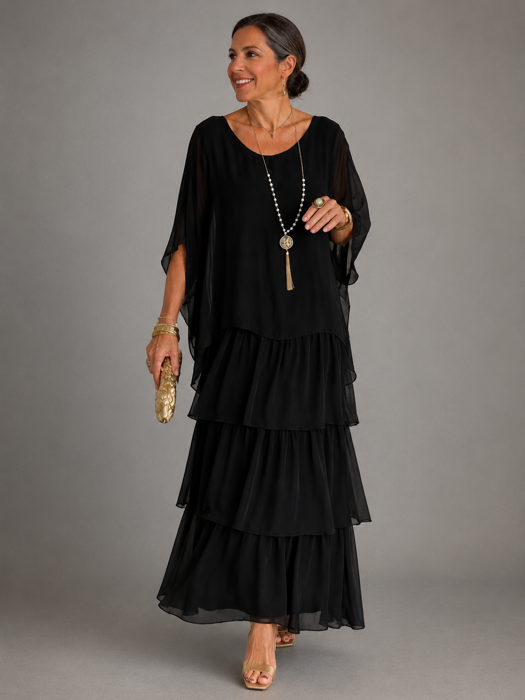 Margaret | Layered Chiffon Maxi Dress
