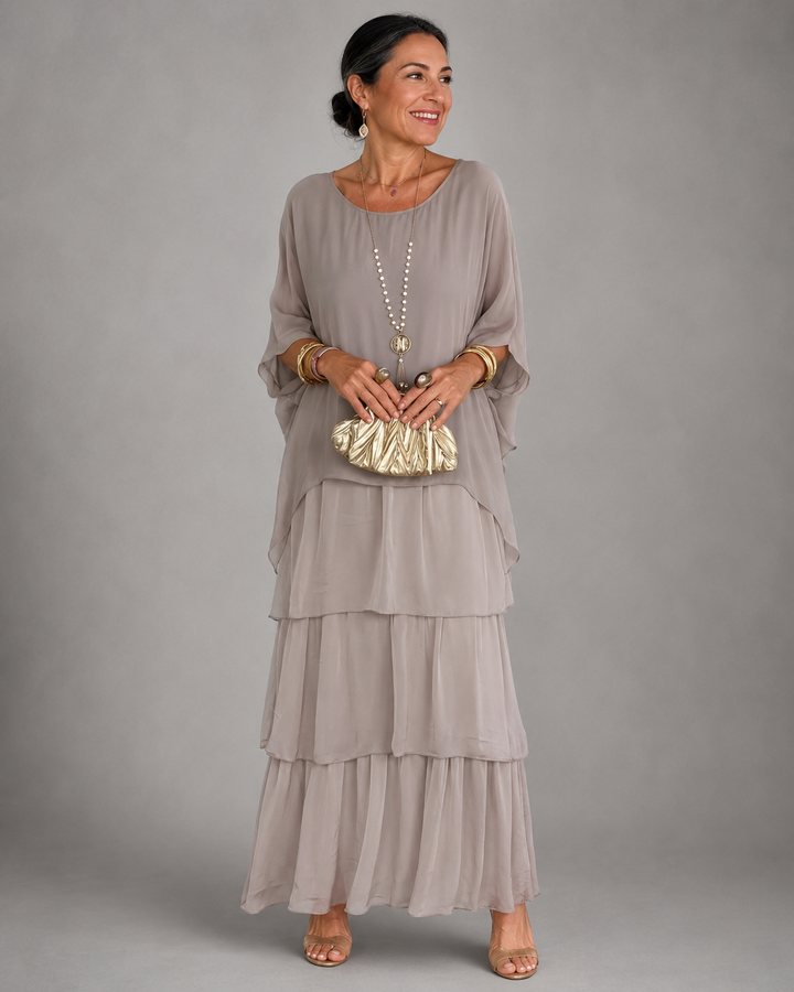 Margaret | Layered Chiffon Maxi Dress