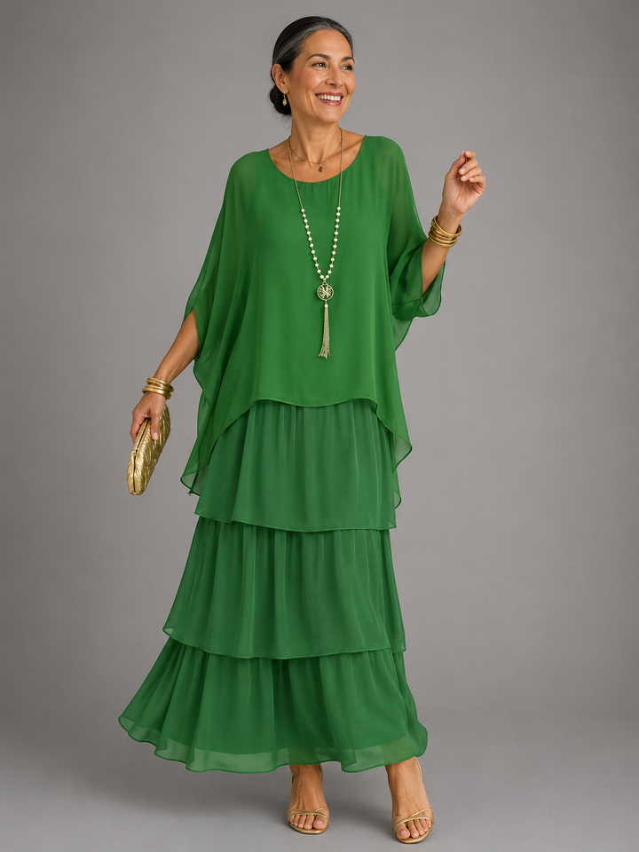 Margaret | Layered Chiffon Maxi Dress