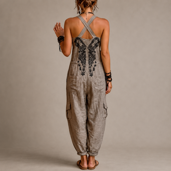 Darcie | Bohemian Linen Utility Jumpsuit