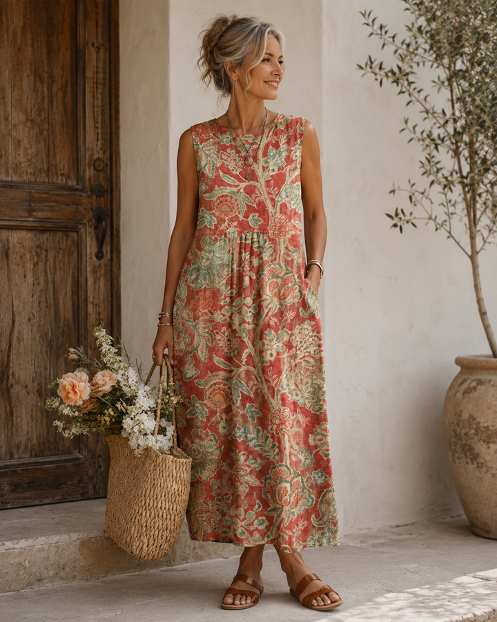 Rosalie | Vintage Floral Linen Dress