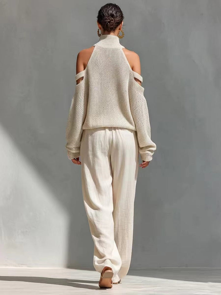 Elegant Knit and Linen Set