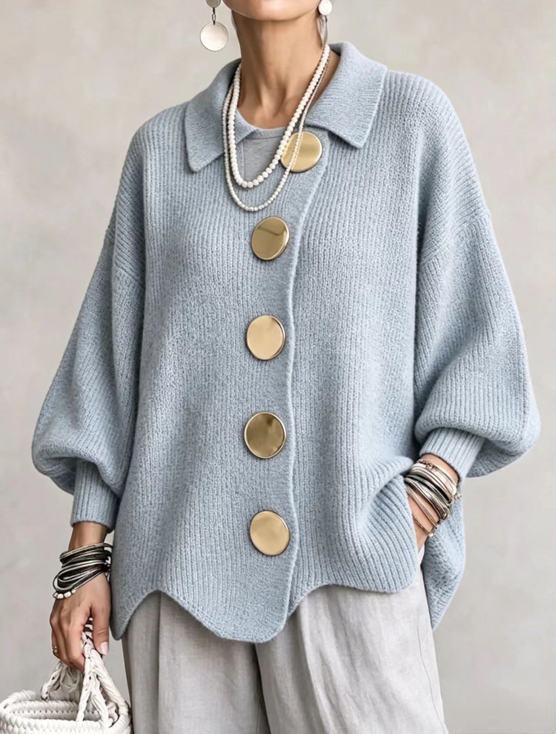 Cecilia | Statement Button Knit Cardigan