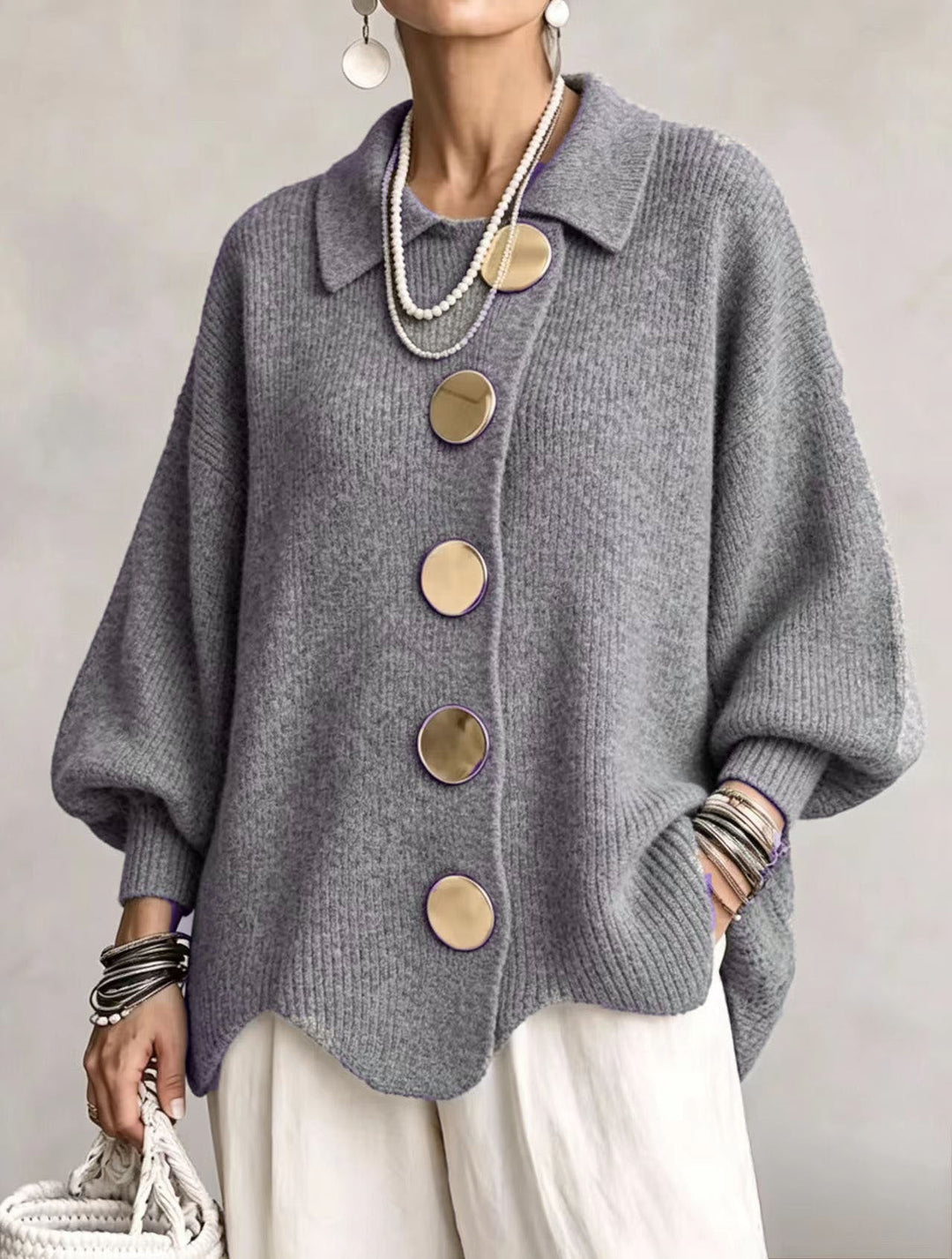 Cecilia | Statement Button Knit Cardigan