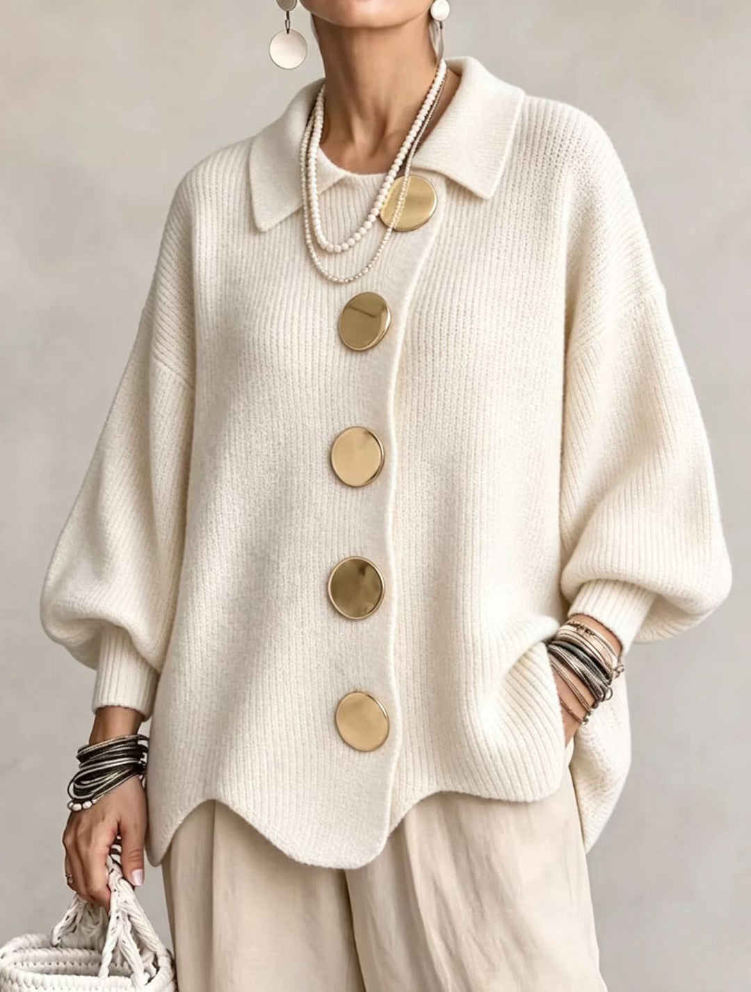 Cecilia | Statement Button Knit Cardigan