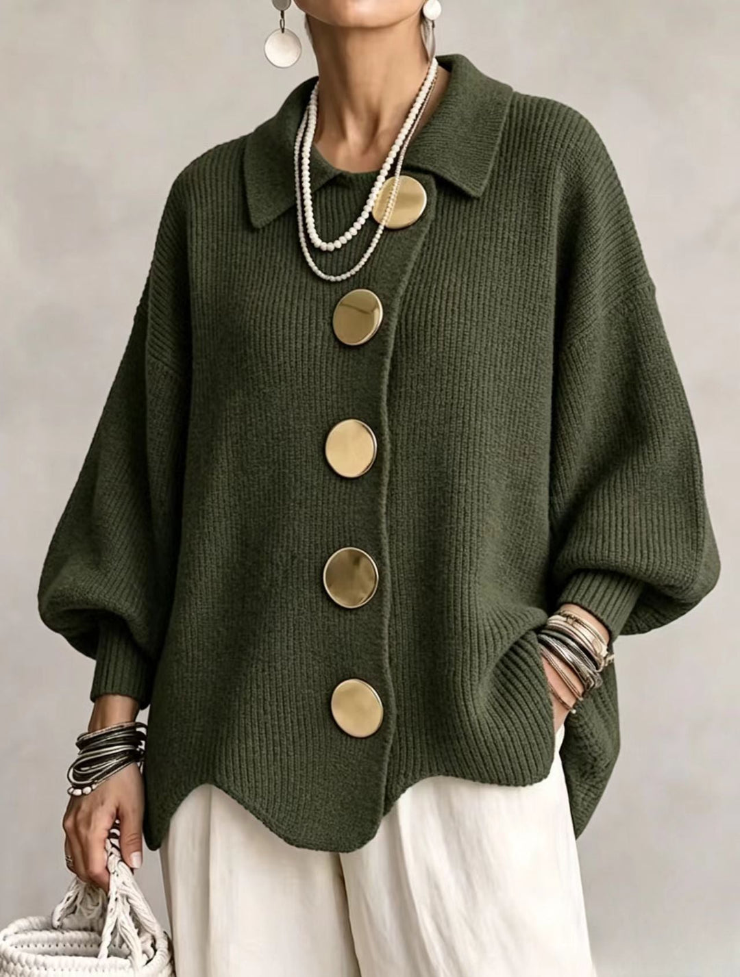 Cecilia | Statement Button Knit Cardigan