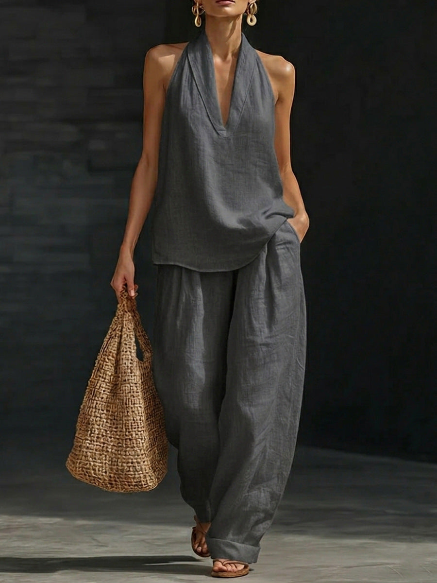 Sleeveless Zoë™ Set with Wide Trousers