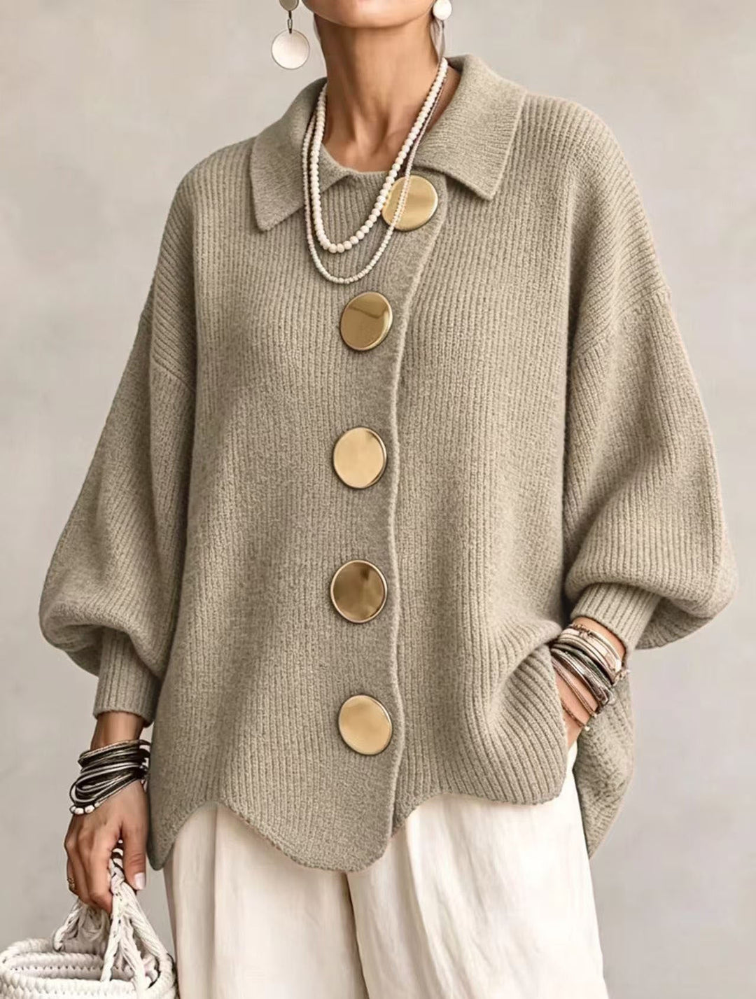 Cecilia | Statement Button Knit Cardigan