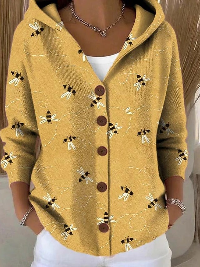 Bonnie | Artistic Print Hooded Cardigan