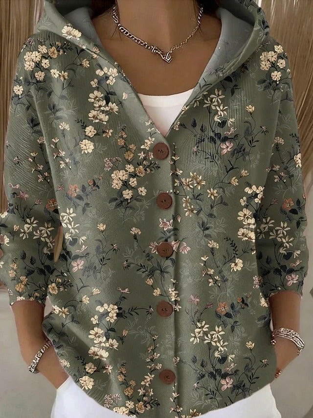 Bonnie | Artistic Print Hooded Cardigan