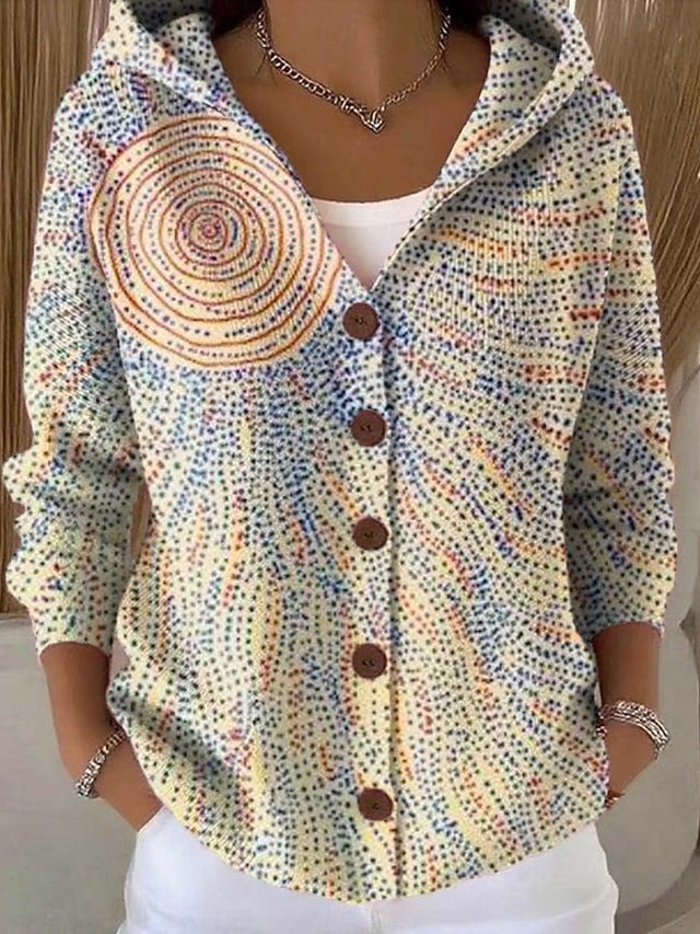 Bonnie | Artistic Print Hooded Cardigan
